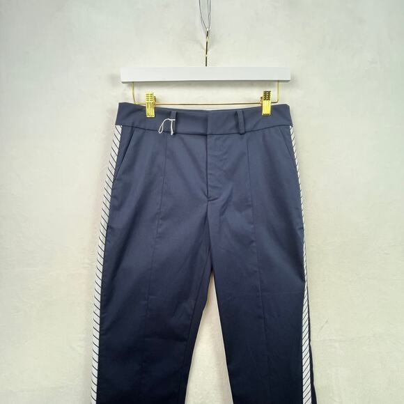 Joie Women's Brookley Stripe Trim Ankle Pants In Midnight Blue w. Pockets Size 4 - Picture 3 of 13